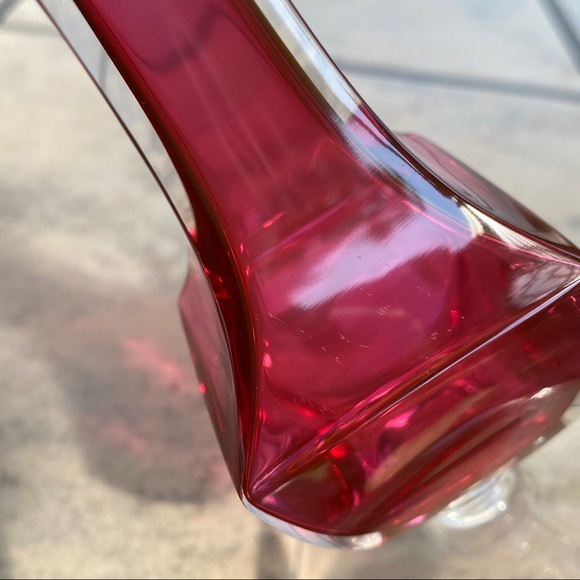 Val St Lambert • Signed Vintage Cranberry Bud Vase - Picture 12 of 12